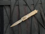 CONSIGNMENT Microtech Dirac D/E Cerakote FDE Aluminum Body w/ Cerakote FDE Plain Edge Blade (2.92") 225-1CTA