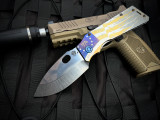 Medford Knives TFF-1 Folder Tumbled Patriotic Themed Tattered Flag Titanium Body w/ S45VN Tumbled Plain Edge Blade (4")