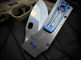 Medford TFF-1 Folder Tumbled Billowing Flag Titanium Body and Blue Hardware w/ S45VN Tumbled Plain Edge Blade (4")