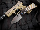 Medford TFF-1 Folder Tumbled Billowing Flag Titanium Body and Blue Hardware w/ S45VN Tumbled Plain Edge Blade (4")