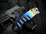 Medford Genesis T Folder Faced/Flamed Solar Flare Titanium Body w/ S45VN Tumbled Tanto Plain Edge Blade (3.3")