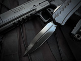 Microtech Cypher II D/E Black Shadow Aluminum Body w/ M390MK Shadow DLC Plain Edge Blade (3.55") 1242-1DLCTSH