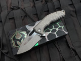 PRE-OWNED Medusa T/E Folder Battleworn Titanium Body w/ Magnacut Battleworn Plain Edge Blade (3") H009-5A-TIBATTLE