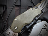 Sniper Bladeworks AP Tanto Folder OD Green Micarta and Titanium Body w/ S35VN Satin Plain Edge Blade (2.3") APTANTOODGSAT