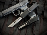 Microtech Combat Troodon Hellhound Gen III Black Aluminum Body w/ M390MK Stonewashed Plain Edge Blade (4") 1219-10S