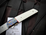 Jason Clark Custom Model 10 Folder White Micarta Scales and Timascus Bolster w/ CPM154 Hand Rubbed Satin Plain Edge Blade (3.25")