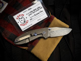 CONSIGNMENT Krein Knives Alpha Framelock Folder Checkered Titanium Body w/ CPM S35VN Hollow Grind, Acid Washed Finished Blade
