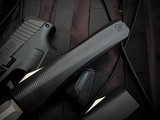 Core Edge Pulsar OTF D/E Tanto Black Grooved Aluminum Body w/ Magnacut Blasted/Satin Plain Edge Blade (3.35")