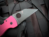 Spyderco MicroJimbo Folder Pink G10 Body w/ CPM S30V Black Plain Edge Blade (2.45") C264GPNBKP