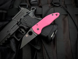 Spyderco MicroJimbo Folder Pink G10 Body w/ CPM S30V Black Plain Edge Blade (2.45") C264GPNBKP