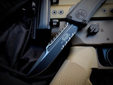 Microtech Gen III Combat Troodon Interceptor Black Tactical Aluminum Body w/ M390MK Partially Serrated Black Plain Edge Blade (3.8") 1217-2TS