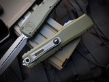 Microtech Ultratech D/E Gen III ZBP OD Green Aluminum Body w/ M390MK Apocalyptic Plain Edge Blade (3.5") 1122-10APOD
