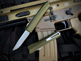 Core Edge Pulsar OTF S/E OD Green Grooved Aluminum Body w/ Magnacut Blasted/Satin Plain Edge Blade (3.35")
