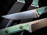 Microtech Steak Knife Set Caribbean Blue G10 Handles w/ M390MK Full Serrated Blades 3600-12SETCA