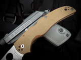 Spyderco Native Chief Folder Brown Canvas Micarta Body w/ CPM CruWear Satin Plain Edge Blade (4") C244MPCW