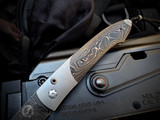 William Henry B22 Black Max Auto Folder Black and Copper Inlaid Titanium Body w/ Hand Forged "Meadow" Chad Nichols Damascus Plain Edge Blade (3.3") 90/250