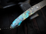 William Henry B22 Kingman Auto Folder Black Matrix Inlaid Hand Forged Croc Skin Chad Nichols Damascus Body w/ hand Forged Meadows Chad Nichols Damascus Plain Edge Blade (3.3")