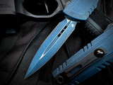 Microtech Luminary ZBP D/E Weathered Blue Aluminum Body and Tritium Insert w/ M390MK Plain Edge Blade 1270-1WBLS