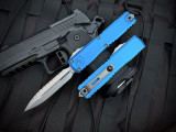 Microtech Ultratech D/E Gen IV Blue Aluminum Body w/ M390MK Stonewashed Full Serrated Blade (3.5") 11224-12BL
