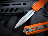 Microtech Ultratech D/E Gen IV Orange Aluminum Body w/ M390MK Stonewashed Plain Edge Blade (3.5") 11224-10OR