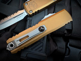 Microtech UTX-85 D/E Gen IV Tan Aluminum Body w/ M390MK Stonewashed Full Serrated Blade (3.1") 12324-12TA