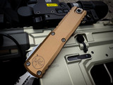 Microtech UTX-85 D/E Gen IV Tan Aluminum Body w/ M390MK Stonewashed Partially Serrated Blade (3.1") 12324-11TA