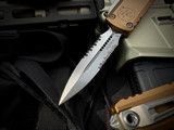 Microtech UTX-85 D/E Gen IV Tan Aluminum Body w/ M390MK Stonewashed Partially Serrated Blade (3.1") 12324-11TA