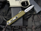 Microtech UTX-85 D/E Gen IV OD Green Aluminum Body w/ M390MK Stonewashed Partially Serrated Blade (3.1") 12324-11OD