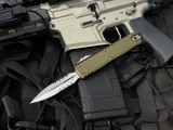 Microtech UTX-85 D/E Gen IV OD Green Aluminum Body w/ M390MK Stonewashed Partially Serrated Blade (3.1") 12324-11OD