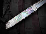 Koji Hara Custom Folder Black Lip Pearl Inlaid 316 Stainless Body w/ M390 Mirror Polished Plain Edge Blade (4")