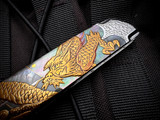 Koji Hara Custom Folder Black Lip Pearl/Gold Dragon Maki-e Inlaid 316 Stainless Body w/ M390 Mirror Polished Plain Edge Blade (3.75")