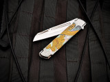 Koji Hara Custom Folder Black Lip Pearl/Gold Dragon Maki-e Inlaid 316 Stainless Body w/ M390 Mirror Polished Plain Edge Blade (3.75")