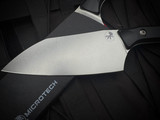 Microtech Santoku Chef's knife Black G10 Handles w/ M390MK Stonewashed Plain Edge Blade (6") 3200-10BK