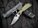 Strider SnG Folder Gunner Grip OD Green G10 and Titanium Body w/ Magnacut Stonewashed Plain Edge Blade