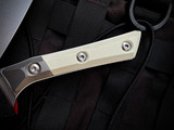 Microtech Utility Knife Ivory G10 Handles/Bead Blast Bolster w/ M390MK Stonewashed Plain Edge Blade (6") 3400B-10IV