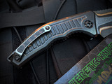 PRE-OWNED Heretic Knives Custom Medusa Auto Folder DLC Frag Titanium Body w/ Hand Ground Baker Forge Damascus Recurve Blade (3")