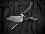 Microtech 4" Santoku Chef Knife Black G10 Handles w/ M390MK Stonewashed Plain Edge Blade (4") 3300-10BK