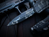 Microtech Cypher II D/E Black Pixel Camo Aluminum Body w/ M390MK Black  Pixel Camo Plain Edge Blade (3.55") 1242-1PXC