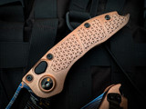 Marfione Select Stitch Auto Folder Stonewashed Copper Body and DLC Hard Cut Hardware w/ Blued Bakerforge Coppermai Damascus Plain Edge Blade (3.75") 169-16MS2