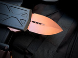 Microtech Exocet D/E Black Aluminum Body w/ PVD Rose Gold Hardware and Plain Edge Blade (1.9") 157-1PVDRGS