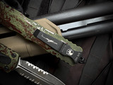 Microtech Dirac Delta D/E Outbreak Edition Aluminum Body w/ Distressed Partially Serrated Blade (3.8") 227-2OBDS