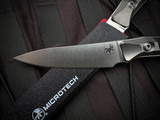 Microtech Paring Knife Black G10 Handles and Bead Blast Titanium Bolster w/ M390MK Stonewashed Plain Edge Blade (3.5") 3500B-10BK