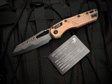 Marfione Select MSI RAM-LOK Folder Stonewashed Copper Body and Bronzed Accents/DLC Double Vapor Blast Hardware w/ Baker Forge Coppermai Damascus Plain Edge Blade (3.75") 210-16FRMS1