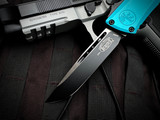 Microtech Combat Troodon S/E Turquoise Aluminum Body w/ M390MK Black Plain Edge Blade (3.8") 1143-1TQ