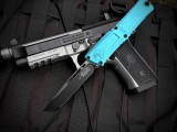 Microtech Combat Troodon S/E Turquoise Aluminum Body w/ M390MK Black Plain Edge Blade (3.8") 1143-1TQ