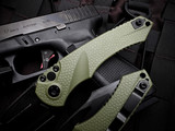 Heretic Knives Mini Pariah T/E Manual Folder OD Green Polymer Body w/ Magnacut DLC Plain Edge Blade H053-6A-GRN