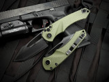 Heretic Knives Mini Pariah T/E Manual Folder OD Green Polymer Body w/ Magnacut DLC Plain Edge Blade H053-6A-GRN