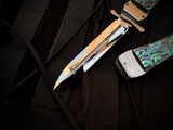 Marfione Custom Masterpiece S/A OTF Abalone Inlaid, Satin Finished 416 Stainless Steel Body w/ M390MK Mirror Polished Plain Edge Blade