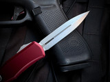 Microtech Hera II Mini D/E Merlot Aluminum Body w/ M390MK Stonewashed Plain Edge Blade (2.875") 1702M-10MR