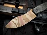 Half Face Skinner Jr Black Canvas Micarta Scales w/ S45VN Desert Tiger Stripe Plain Edge Blade (3.7")